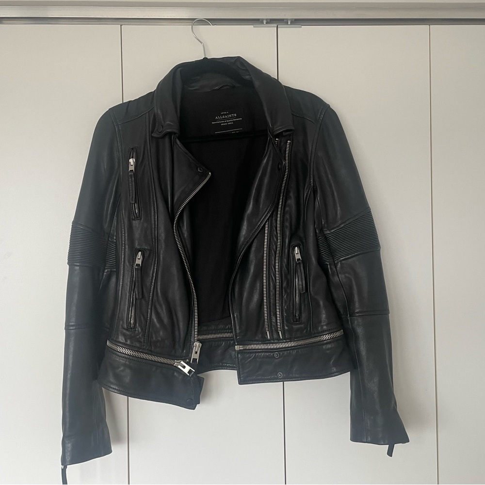Allsaints leather jacket size US 4 EU 36 gently used condition